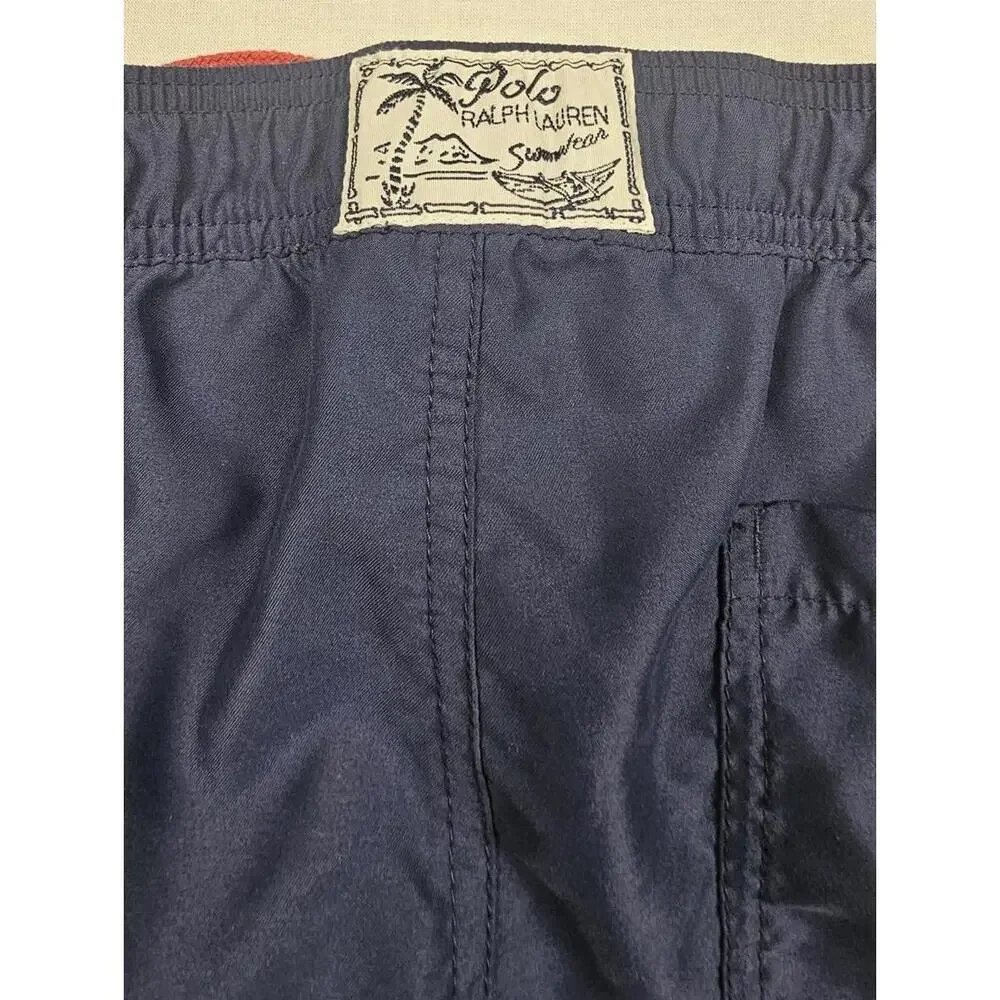 Polo Ralph Lauren Big Pony‎ Boys Lined Swim Trunks XL 18-20 Navy Blue Suit